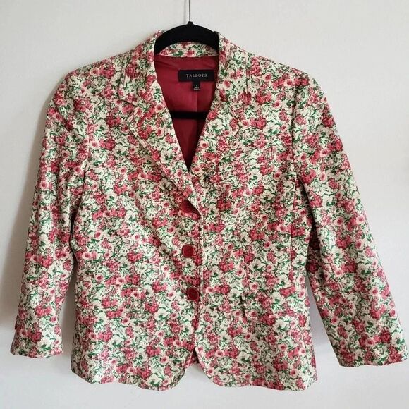 Talbots Floral Jacquard Blazer Size 4 - Picture 2 of 12
